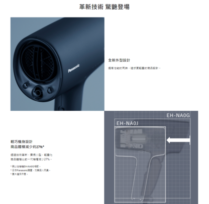 台灣原廠保固 限時送贈品 Panasonic 國際牌 EH-NA0J 奈米水離子吹風機 附烘罩 - Image 3